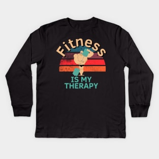 Fitness Is My Therapy Kids Long Sleeve T-Shirt